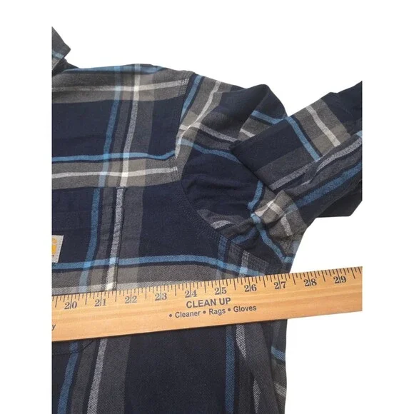 Carhartt Rugged Flex Relaxed Fit Long Sleeve Blue Plaid Flannel Shirt 2XL E1.8 - Picture 5 of 10